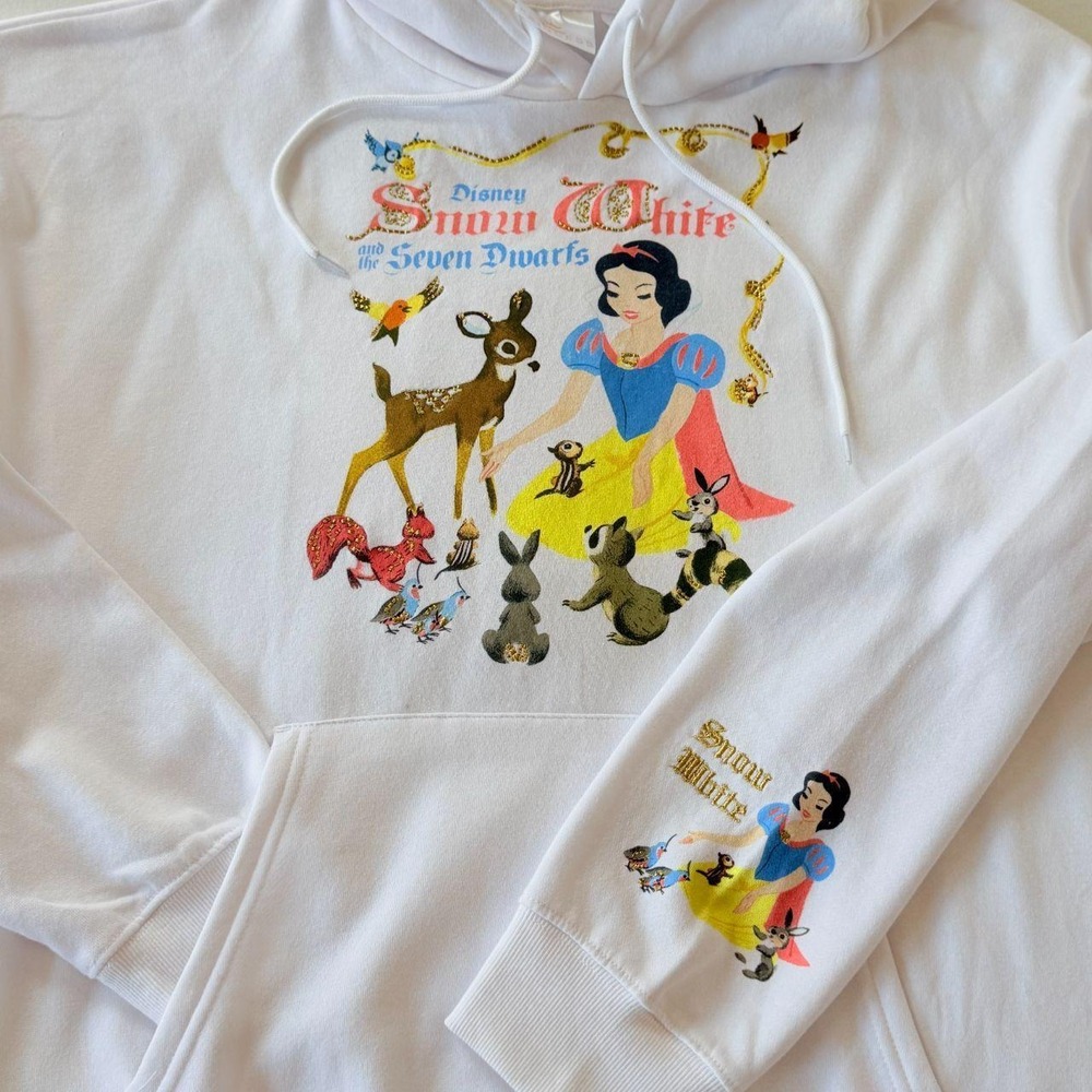 Disney Princess Snow White White Glitter Graphic Hoodie XXL Disneycore Pullover